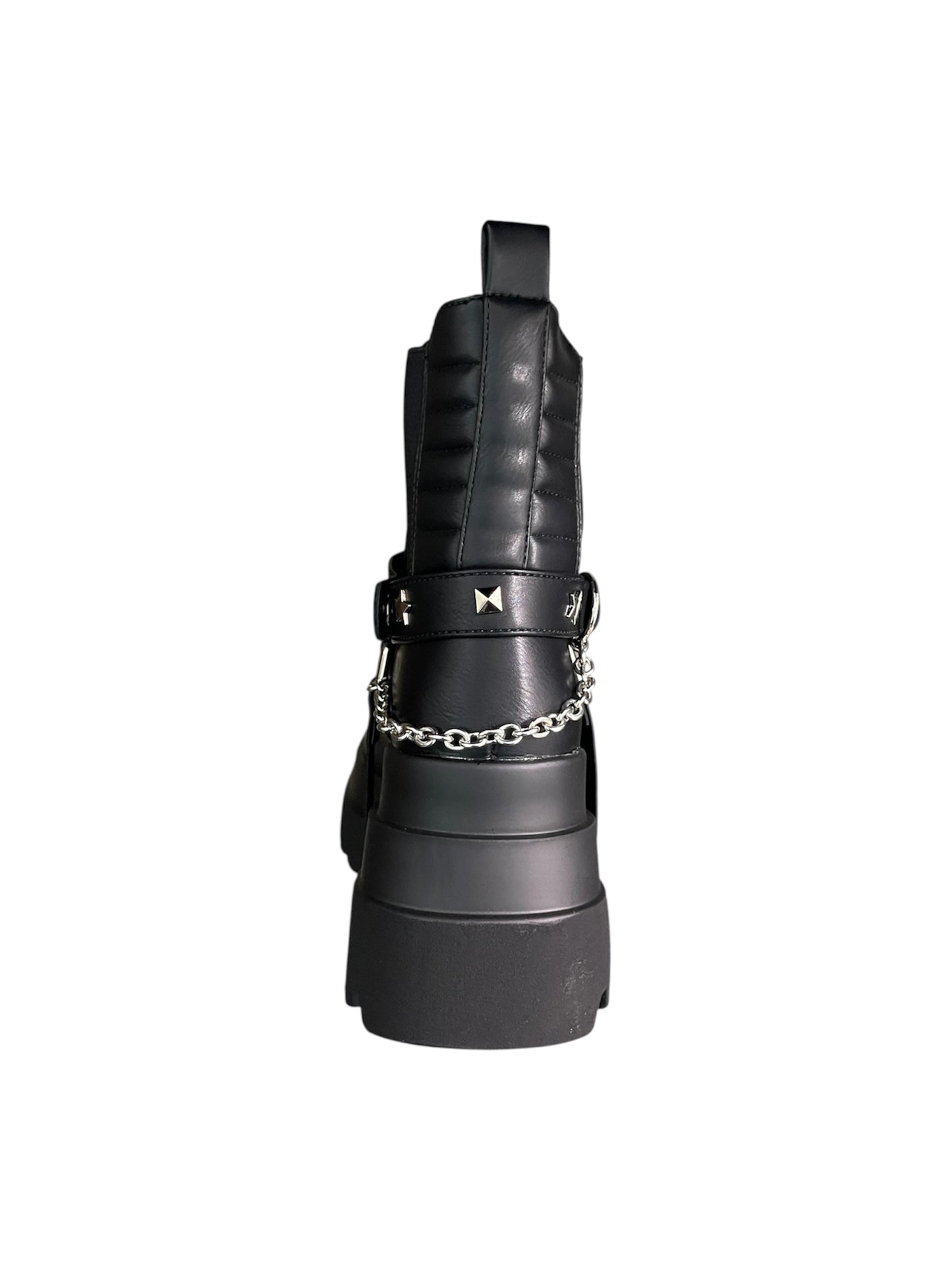 Botin 2 en 1 Efecto Cuero Negro Con Plataforma
