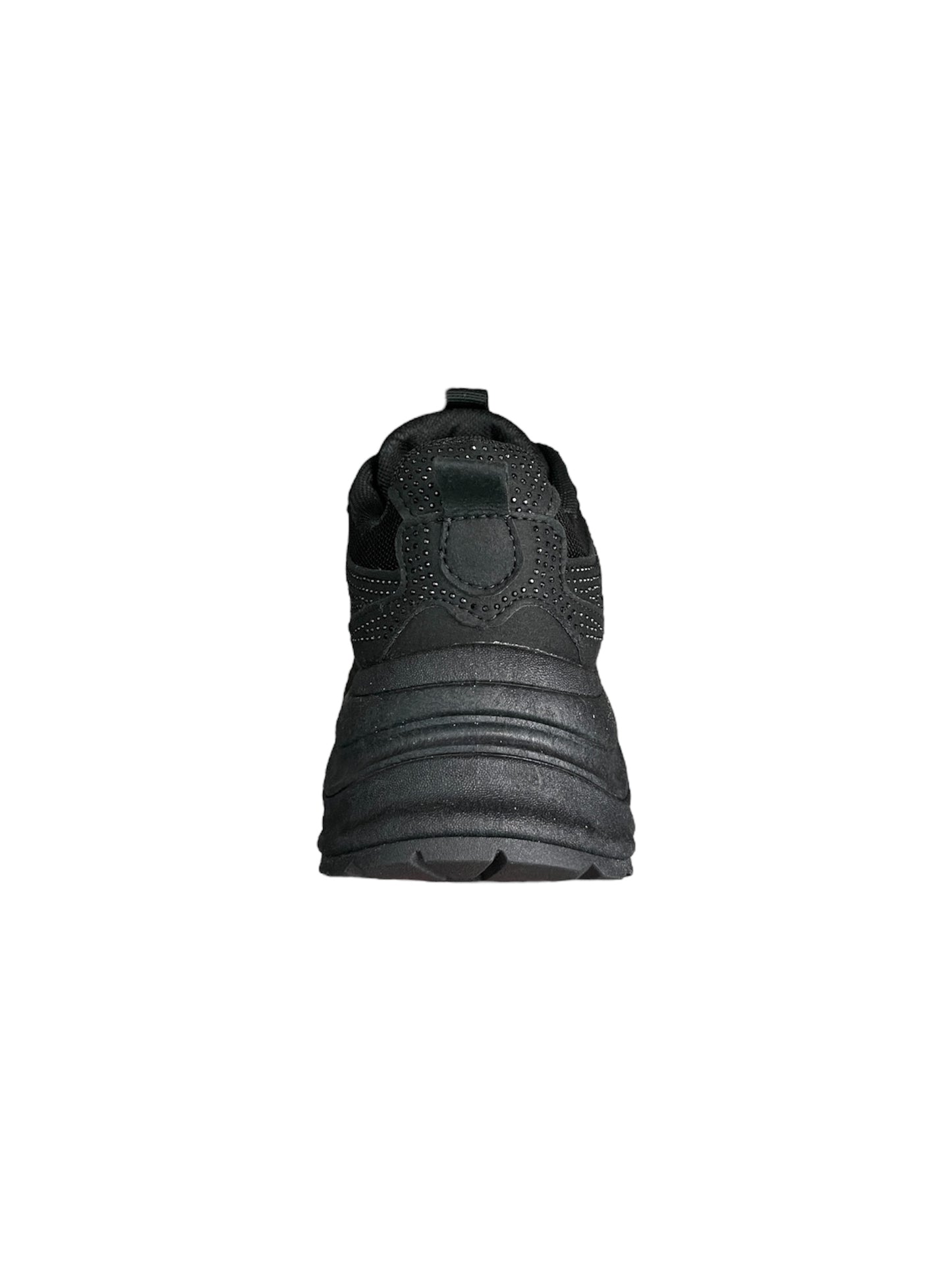 Zapatilla Mujer M110 Efecto Gamuza Negra Con Brillos