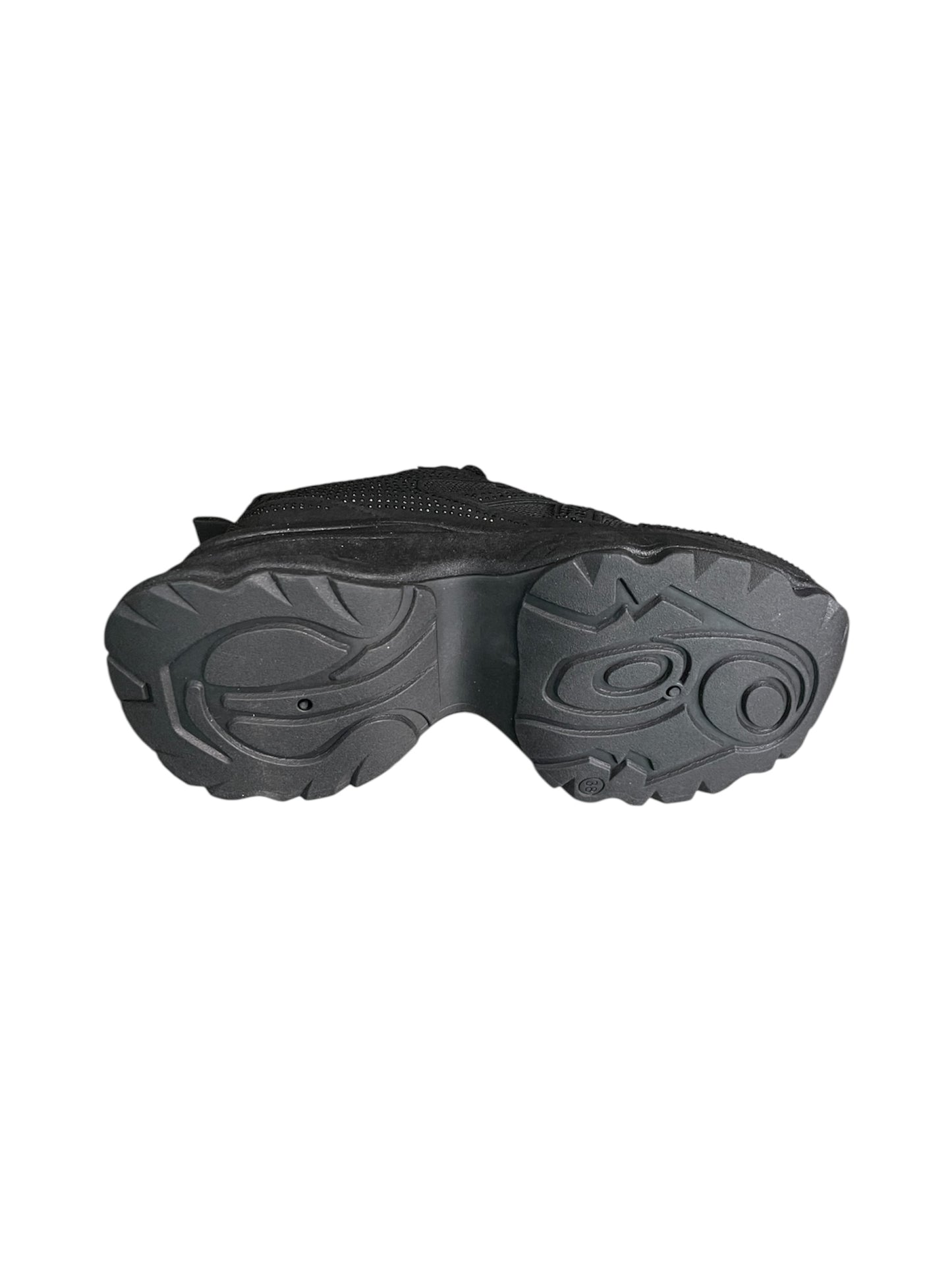 Zapatilla Mujer M110 Efecto Gamuza Negra Con Brillos