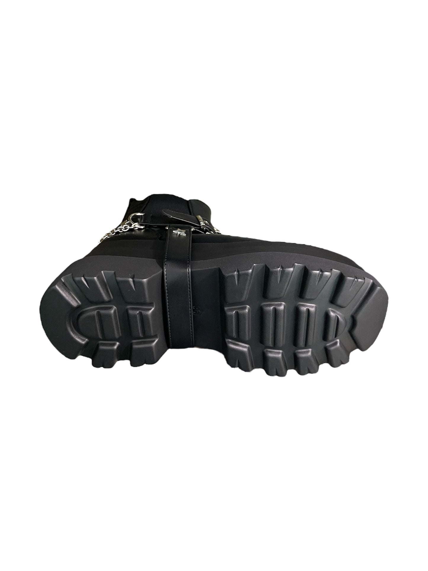 Botin 2 en 1 Efecto Cuero Negro Con Plataforma